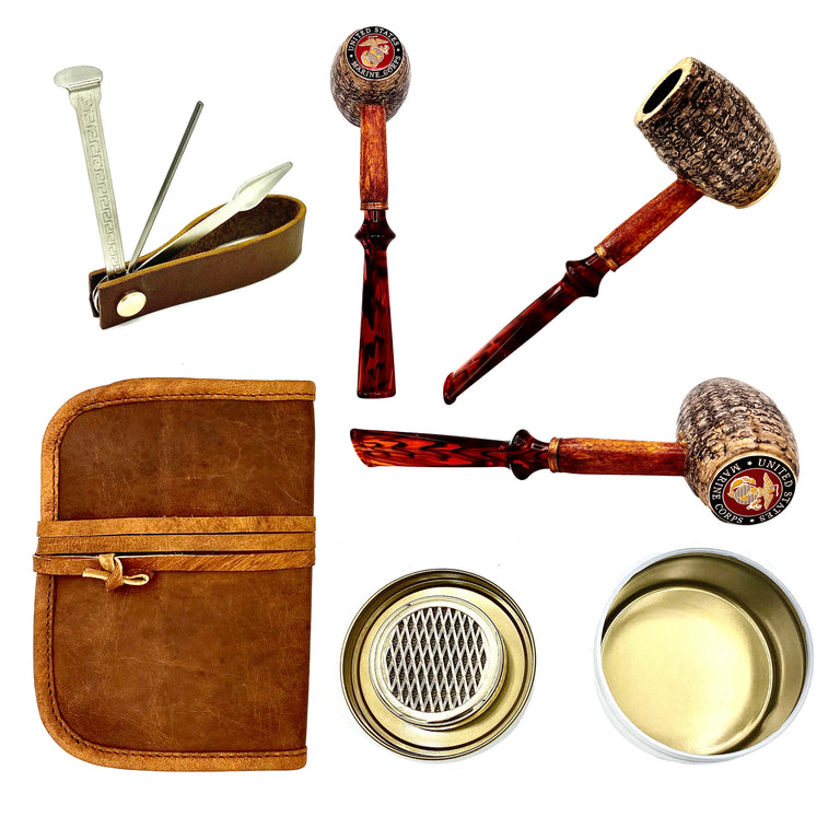 tobacco pipe kit KEJIAR Set, Soft Flame Pipe Lighter with Stand Tamper Scraper Pic XIFEI also can help combust fully Smoking Pipe Kit in Aluminum